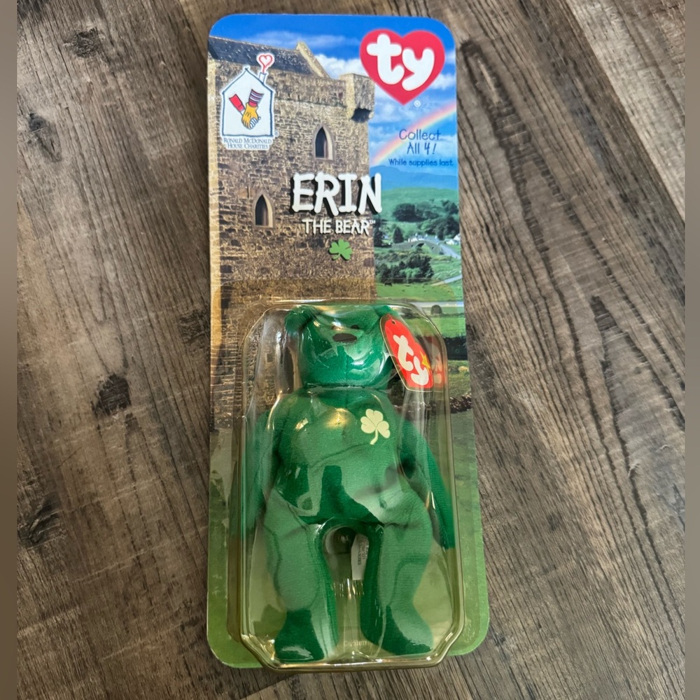 Ty Erin the Bear Green Plush with Shamrock